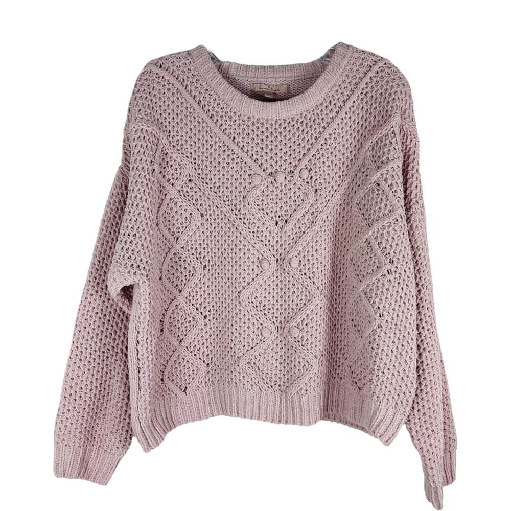 Love Tree purple lilac open knit cropped boxy sweater large